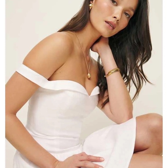 Reformation Sora Linen Dress Ivory - Size 4 - Picture 4 of 4